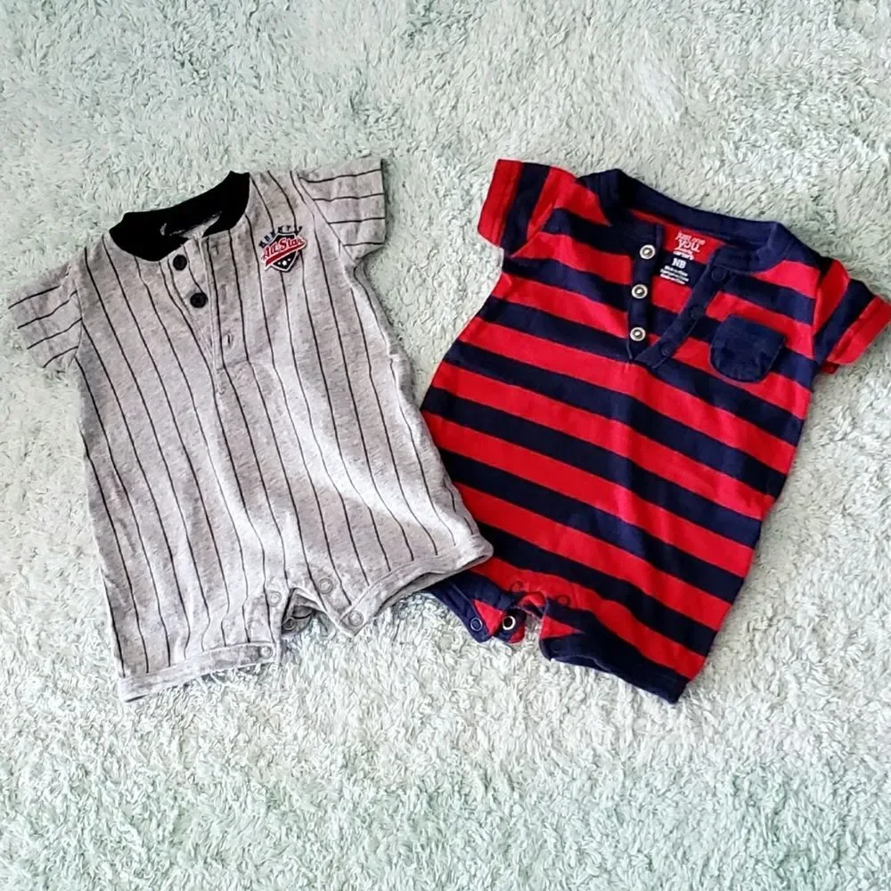 Carter's Newborn Baseball Themed Rompers